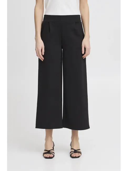 ICHI PANTALON KATE WIDE COURT - NOIR