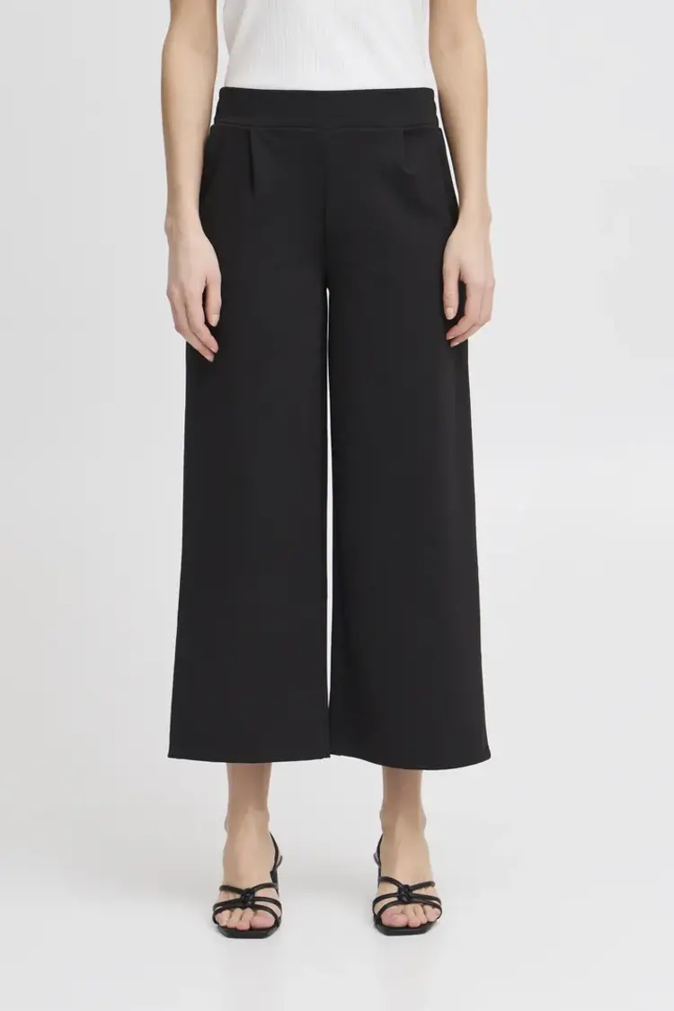 ICHI PANTALON KATE WIDE COURT - NOIR