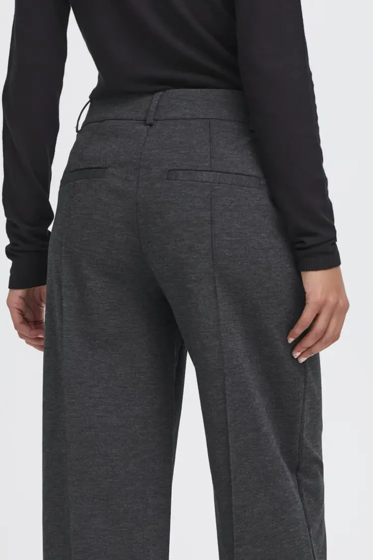 ICHI PANTALON KATE OFFICE WIDE - MÉLANGE GRIS FONCÉ