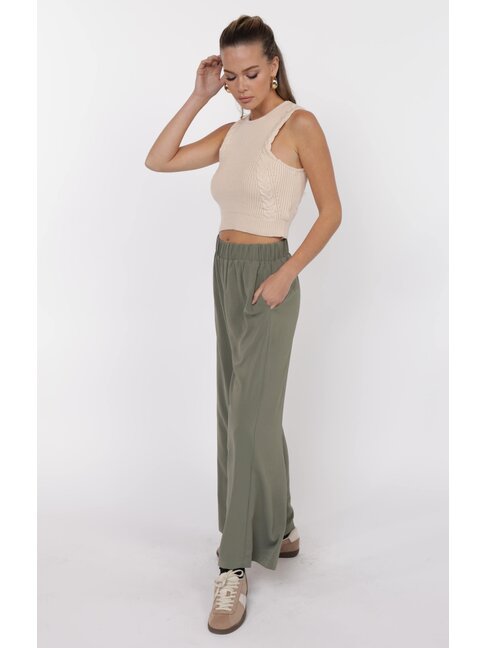 SAGE THE LABEL PANTALON FOR YOU CREPE - DUSTY OLIVE