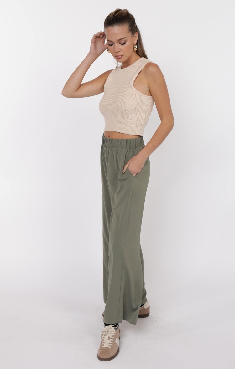 SAGE THE LABEL PANTALON FOR YOU CREPE - DUSTY OLIVE