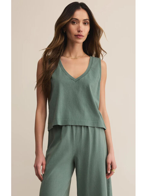 Z SUPPLY CAMISOLE V-NECK SLOANE - HUNTER GREEN
