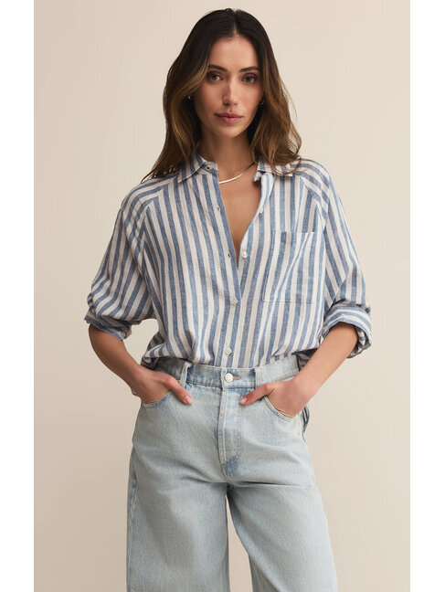Z SUPPLY CHEMISE PERFECT LINEN STRIPE - BOATHOUSE