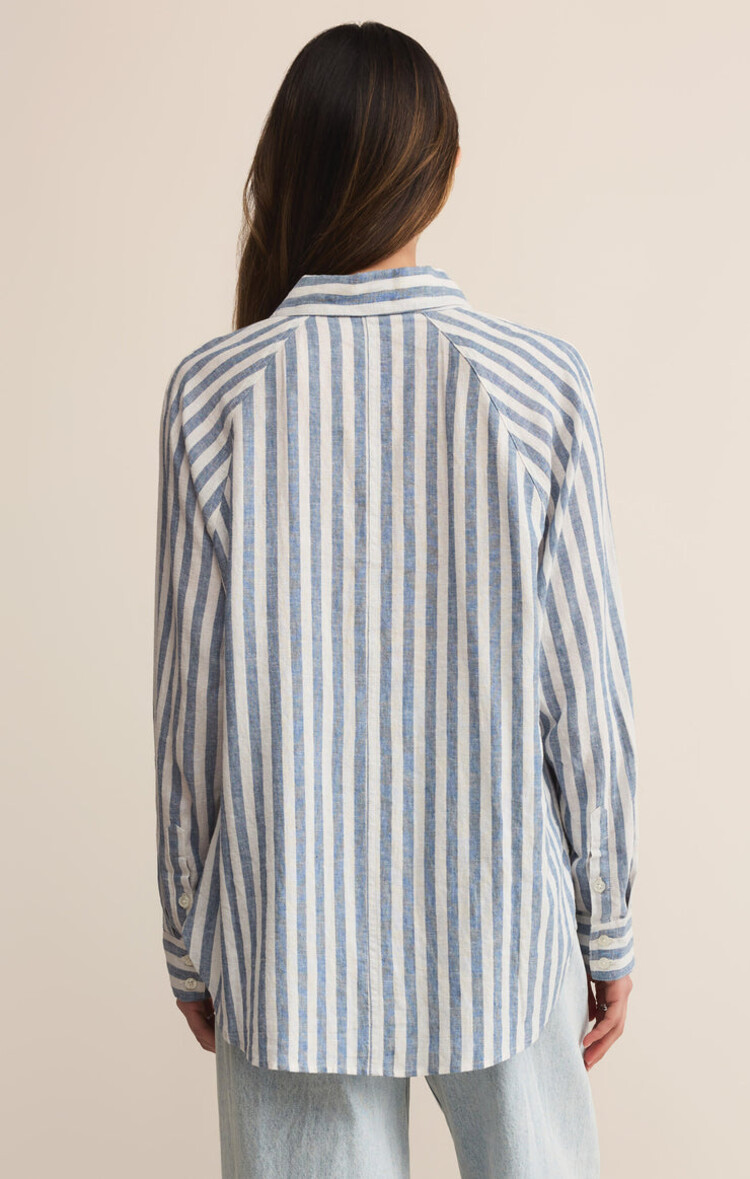 Z SUPPLY CHEMISE PERFECT LINEN STRIPE - BOATHOUSE