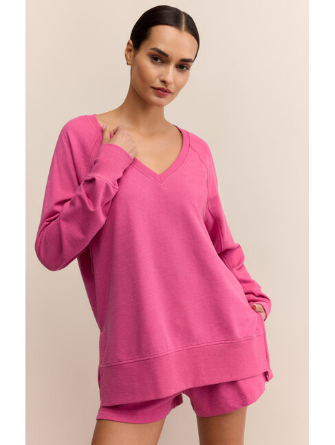Z SUPPLY CREWNECK MODERN WEEKENDER V-NECK - ISLAND PINK
