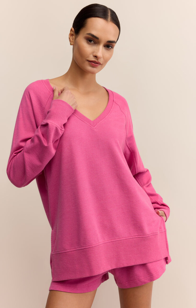 Z SUPPLY CREWNECK MODERN WEEKENDER V-NECK - ISLAND PINK