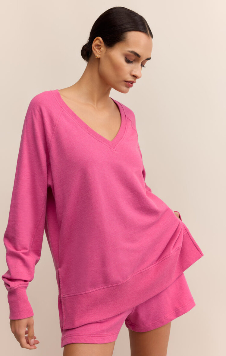 Z SUPPLY CREWNECK MODERN WEEKENDER V-NECK - ISLAND PINK