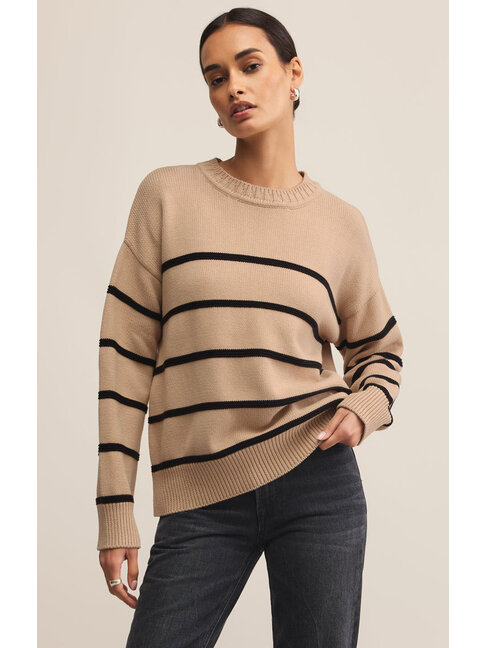 Z SUPPLY TRICOT BOYFRIEND STRIPED - BISCUIT