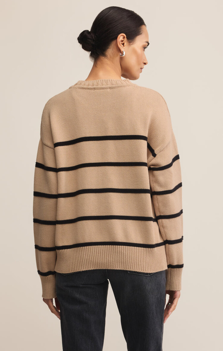 Z SUPPLY TRICOT BOYFRIEND STRIPED - BISCUIT