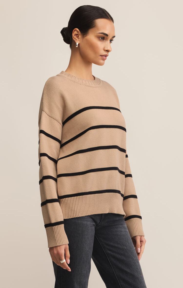 Z SUPPLY TRICOT BOYFRIEND STRIPED - BISCUIT