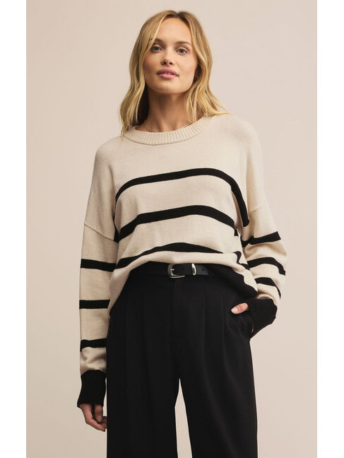 Z SUPPLY TRICOT JORDANE STRIPED - LIGHT OATMEAL HEATHER
