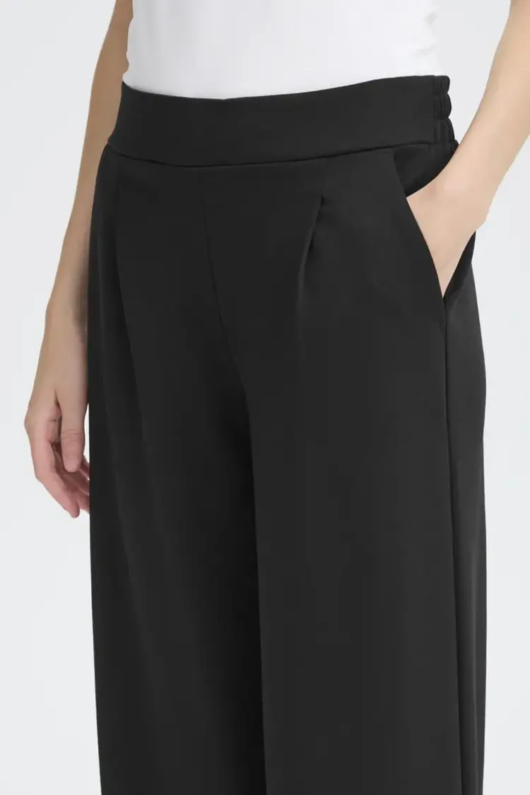 ICHI PANTALON KATE WIDE LONG - NOIR