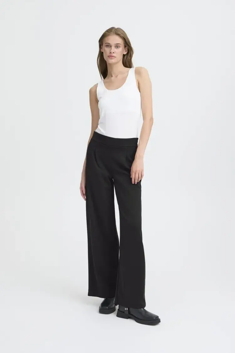 ICHI PANTALON KATE WIDE LONG - NOIR