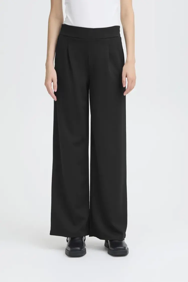 ICHI PANTALON KATE WIDE LONG - NOIR
