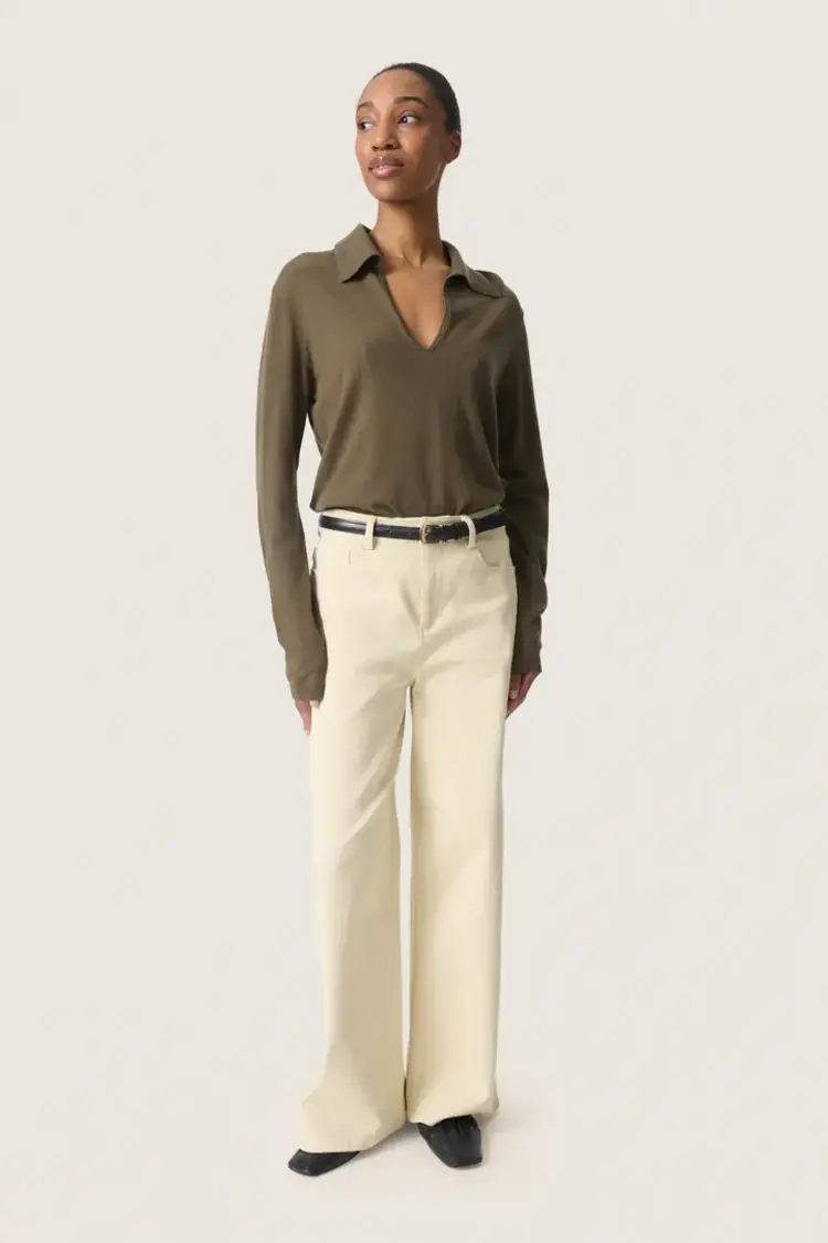 SOAKED IN LUXURY CHANDAIL À MANCHES LONGUES SPINA - TARMAC