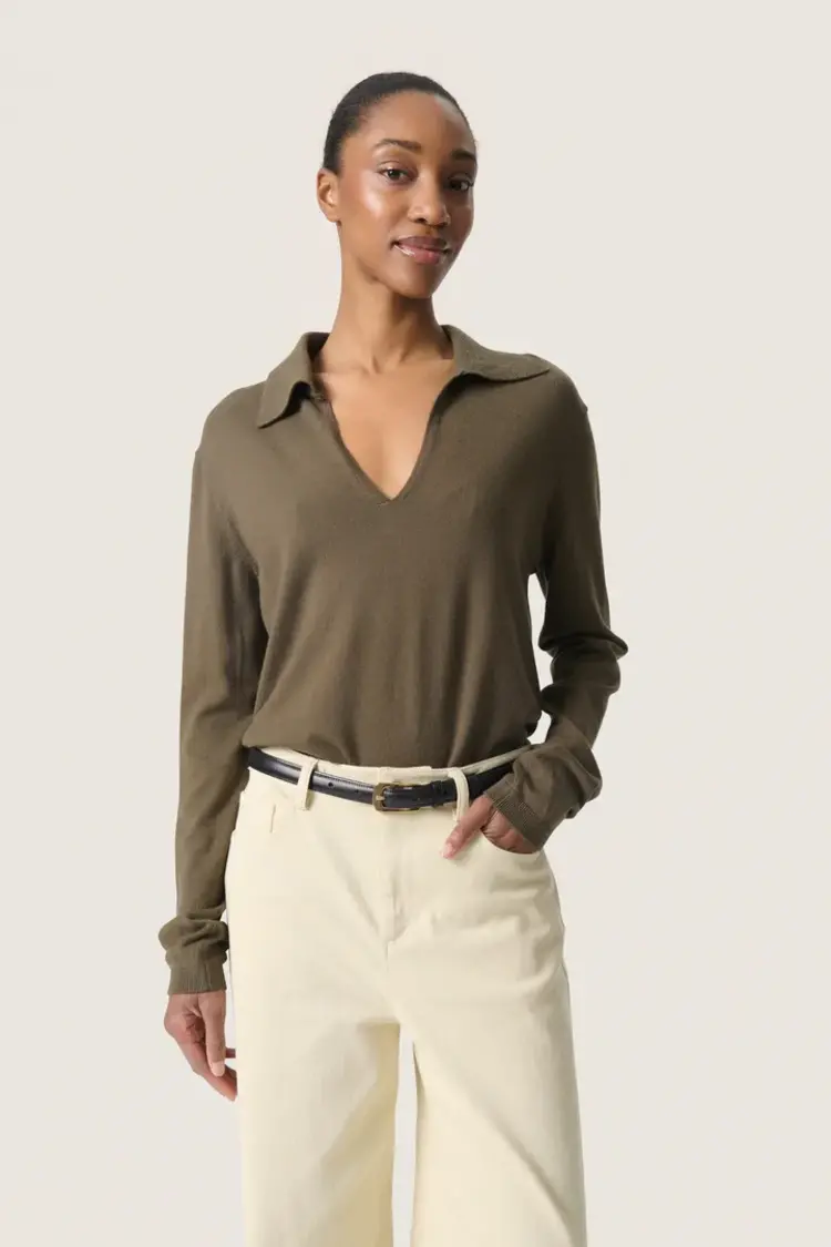 SOAKED IN LUXURY CHANDAIL À MANCHES LONGUES SPINA - TARMAC