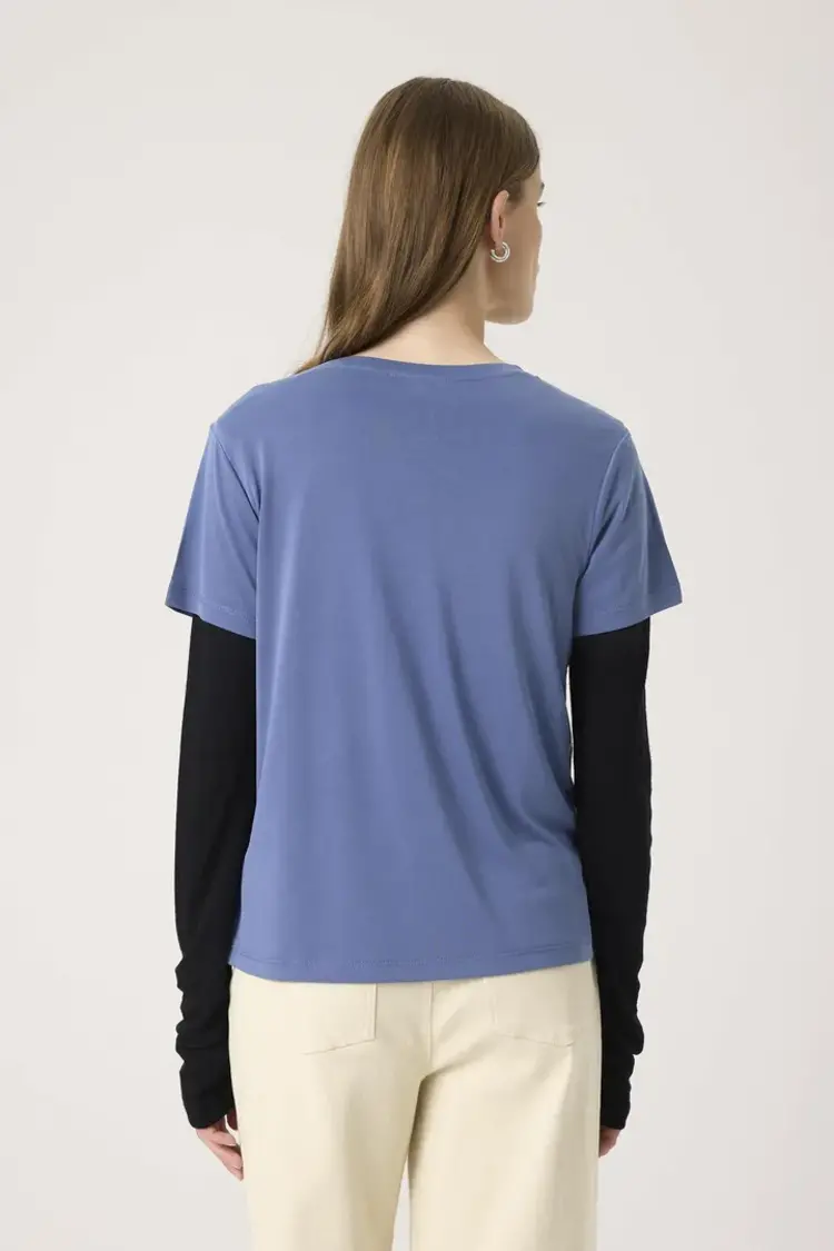 SOAKED IN LUXURY CHANDAIL CREW-NECK COLUMBINE - BIJOU BLUE
