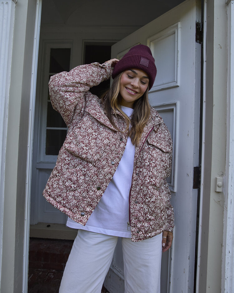 NANA THE BRAND MANTEAU ISABELLA - FLEURS/BOURGOGNE