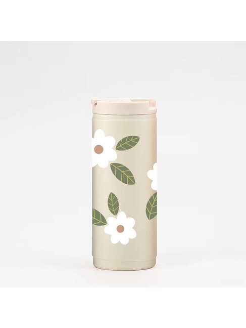 MÕMY GOBELET ISOTHERME 16OZ - CRÈME FLEURS MAXI BLANCHES