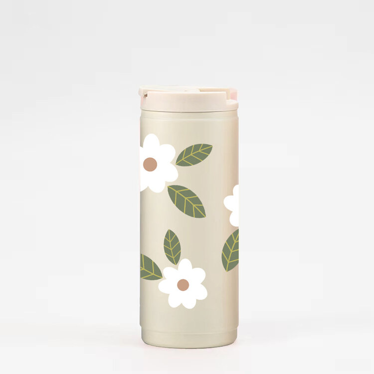 MÕMY GOBELET ISOTHERME 16OZ - CRÈME FLEURS MAXI BLANCHES