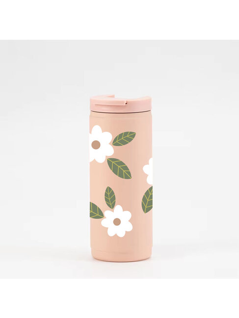 MÕMY GOBELET ISOTHERME 16OZ ROSE - FLEURS MAXI BLANCHES