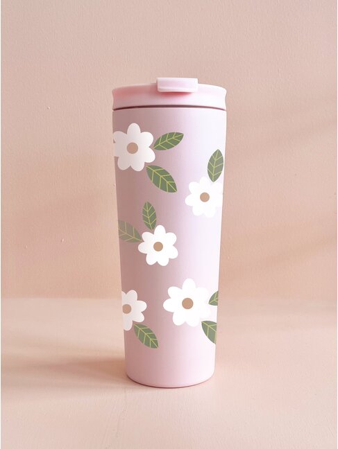 MÕMY GOBELET 24OZ ROSE - FLEURS MAXI BLANCHES