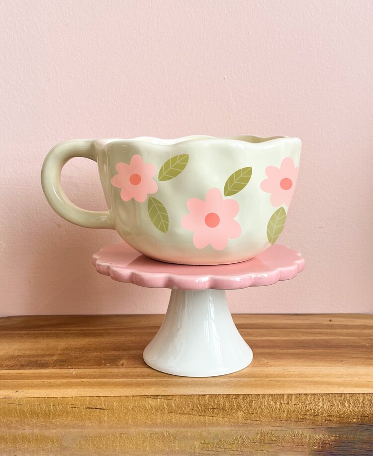 MÕMY TASSE CÉRAMIQUE CRÈME - FLEURS MAXI ROSE