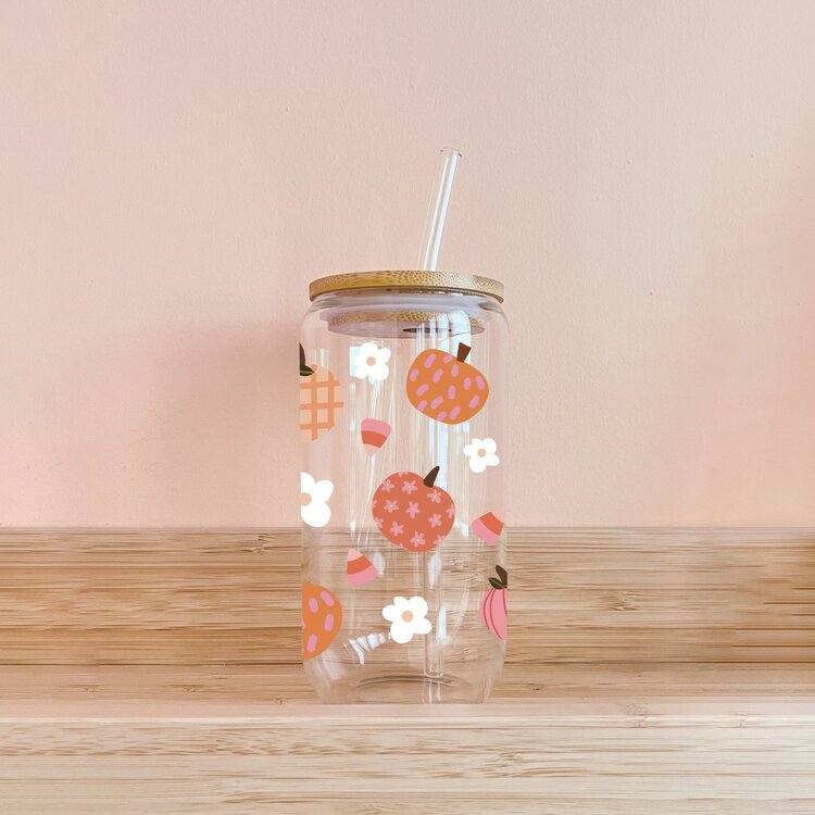 MÕMY VERRE BOHO - CITROUILLES ET FLEURS