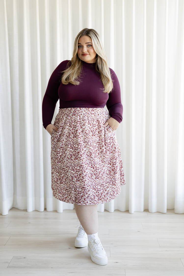 ROSE MATERNITÉ JUPE FLEURIE - FLEURS D'AUTOMNE