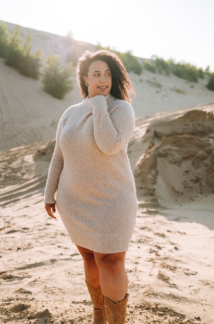 ROSE MATERNITÉ ROBE EVELYNE BOUCLÉ - BEIGE LIN