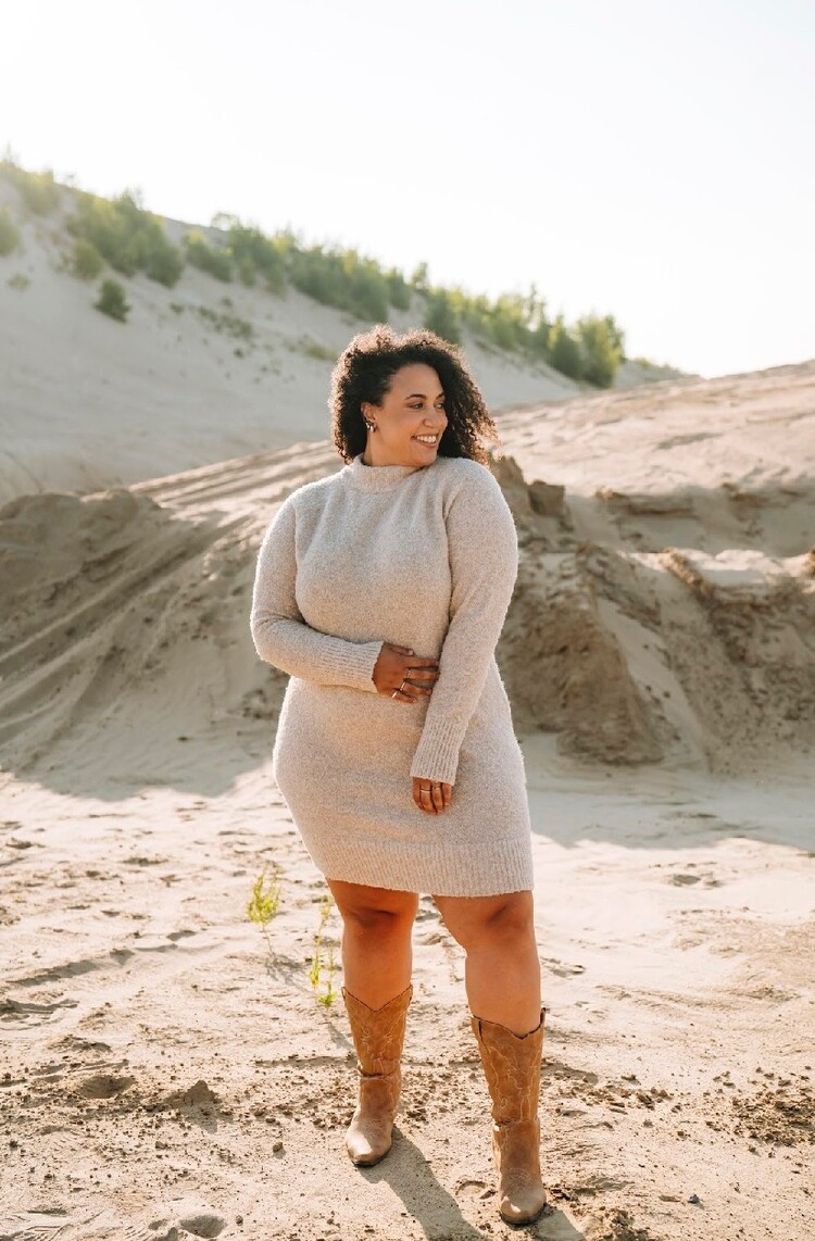 ROSE MATERNITÉ ROBE EVELYNE BOUCLÉ - BEIGE LIN