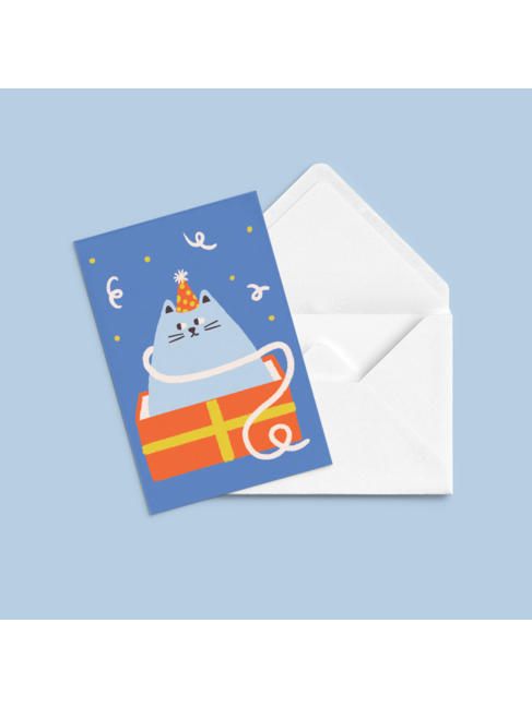 ANNE-JULIE DUDEMAINE CARTE DE SOUHAIT RAYMONDE D'ANNIVERSAIRE - BLEU