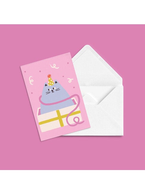 ANNE-JULIE DUDEMAINE CARTE DE SOUHAIT RAYMONDE D'ANNIVERSAIRE - ROSE