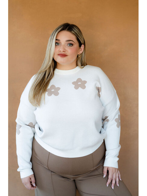 ROSE MATERNITÉ TRICOT EN LAINAGE - CRÈME FLORALE