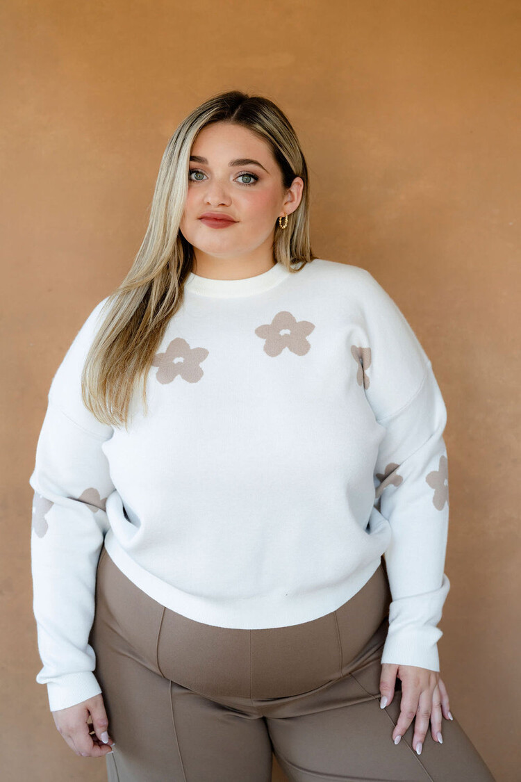 ROSE MATERNITÉ TRICOT EN LAINAGE - CRÈME FLORALE