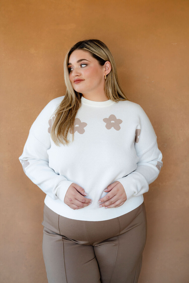 ROSE MATERNITÉ TRICOT EN LAINAGE - CRÈME FLORALE