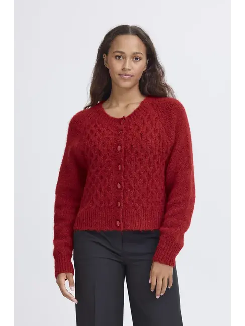 ICHI CARDIGAN BELABLUE - RED DAHLIA