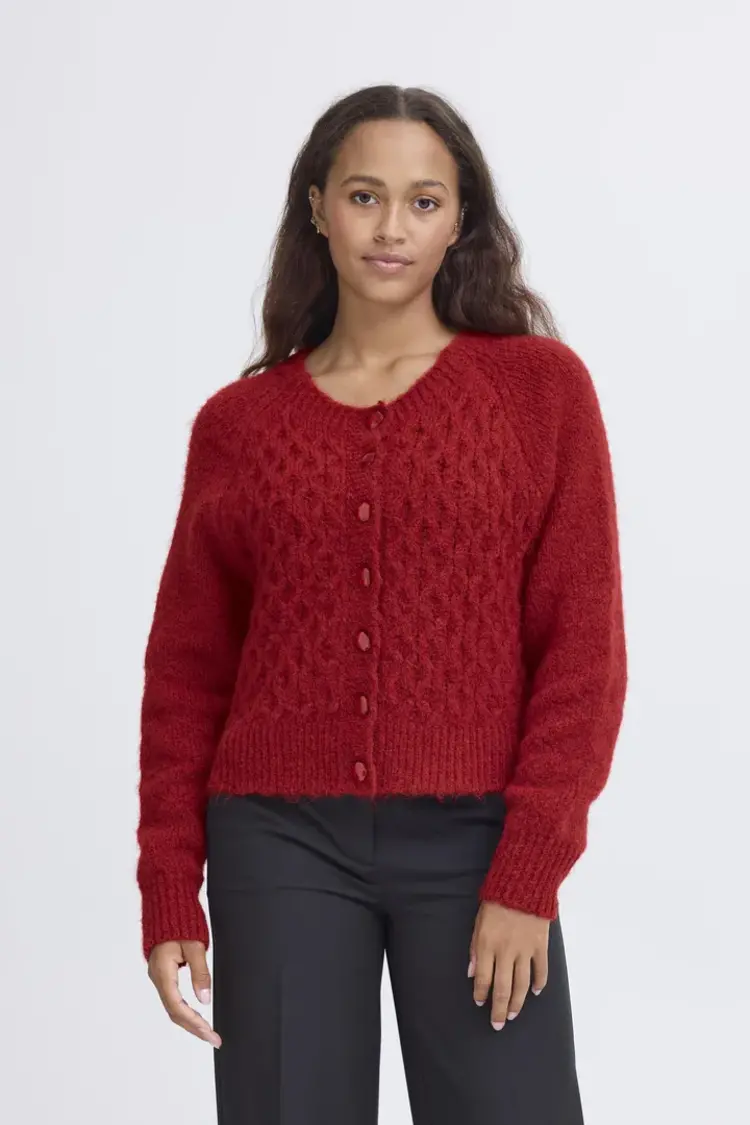 ICHI CARDIGAN BELABLUE - RED DAHLIA