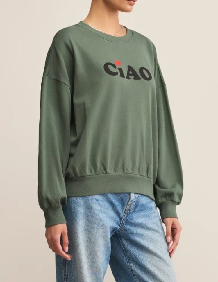 Z SUPPLY SWEATSHIRT CIAO - HUNTER GREEN