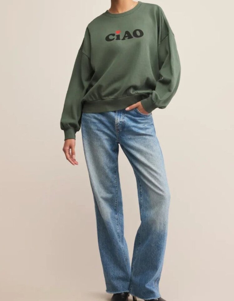 Z SUPPLY SWEATSHIRT CIAO - HUNTER GREEN