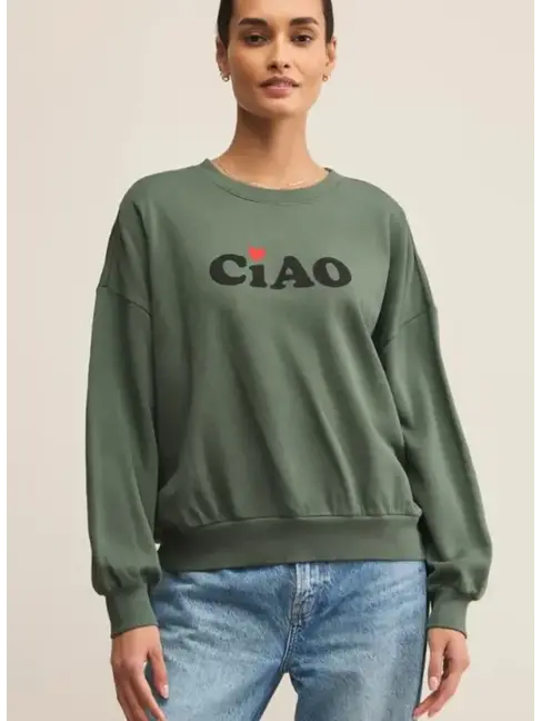 Z SUPPLY SWEATSHIRT CIAO - HUNTER GREEN