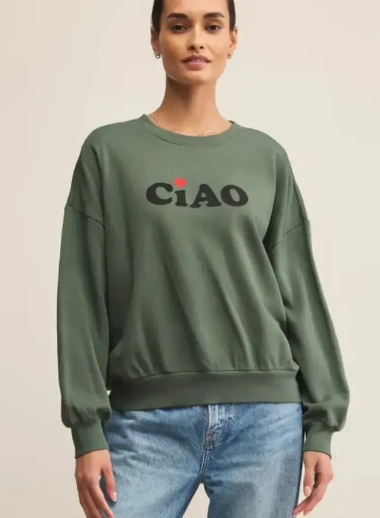 Z SUPPLY SWEATSHIRT CIAO - HUNTER GREEN