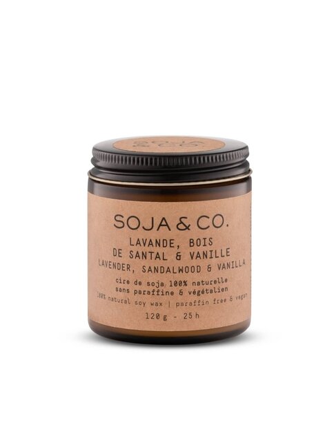 SOJA & CO CHANDELLE LAVANDE, BOIS DE SANTAL & VANILLE - 4 OZ