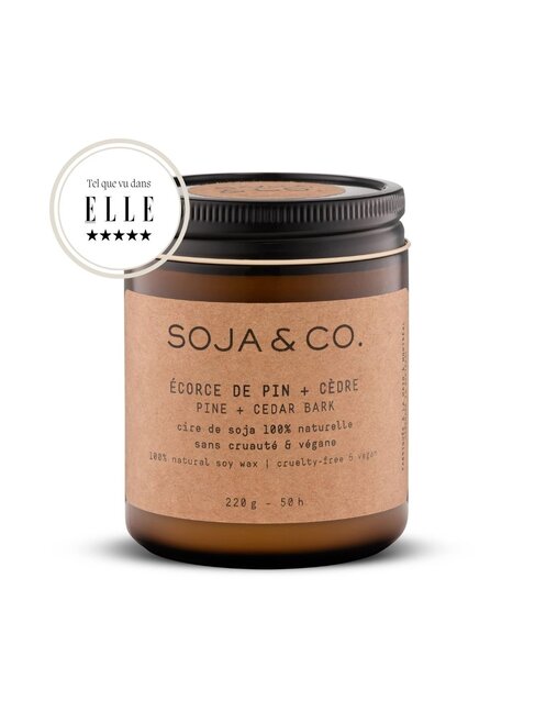 SOJA & CO CHANDELLE ÉCORCE DE PIN & CÈDRE - 8 OZ