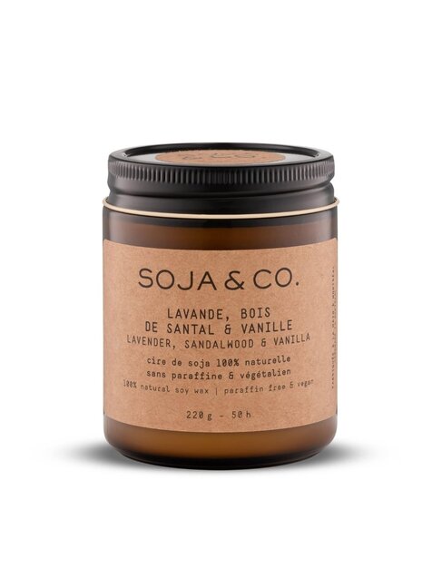 SOJA & CO CHANDELLE LAVANDE, BOIS DE SANTAL & VANILLE - 8 OZ