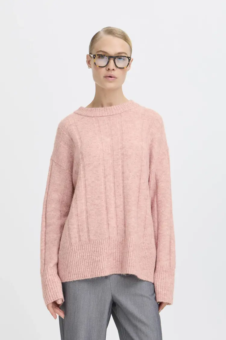 B.YOUNG OMEA RIB JUMPER - PALE MAUVE MELANGE