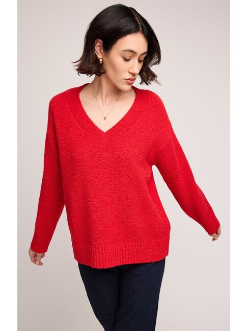 GENTLE FAWN V-NECK SWEATER TILDA - RED