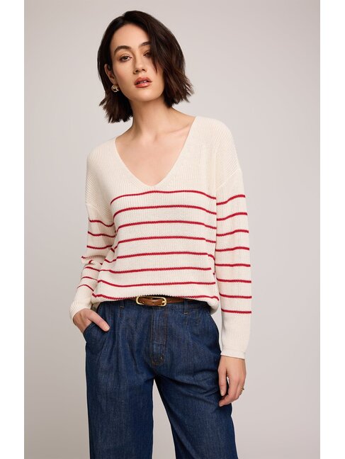 GENTLE FAWN PULLOVER SWEATER TUCKER - RED STRIPE