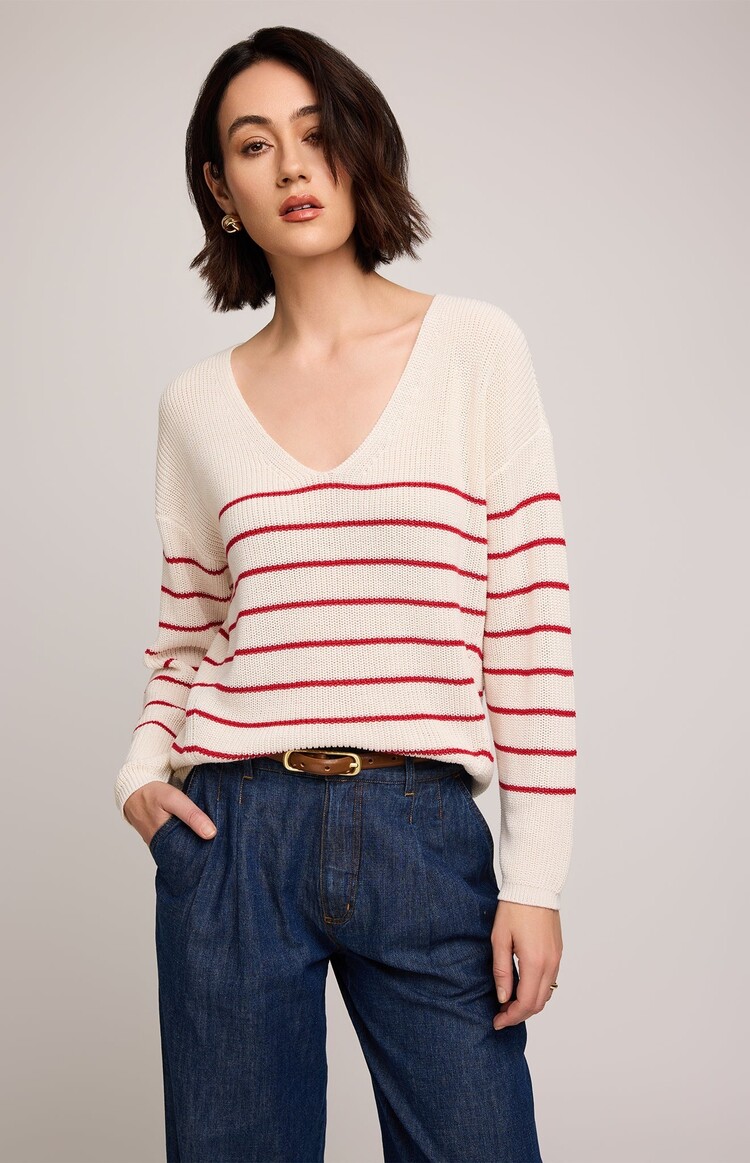 GENTLE FAWN PULLOVER SWEATER TUCKER - RED STRIPE