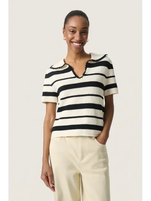 SOAKED IN LUXURY TRICOT MANCHE COURTE MADALENA - WHITE STRIPES